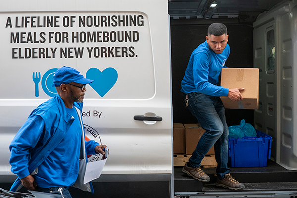 Citymeals staff with their delivery van. 