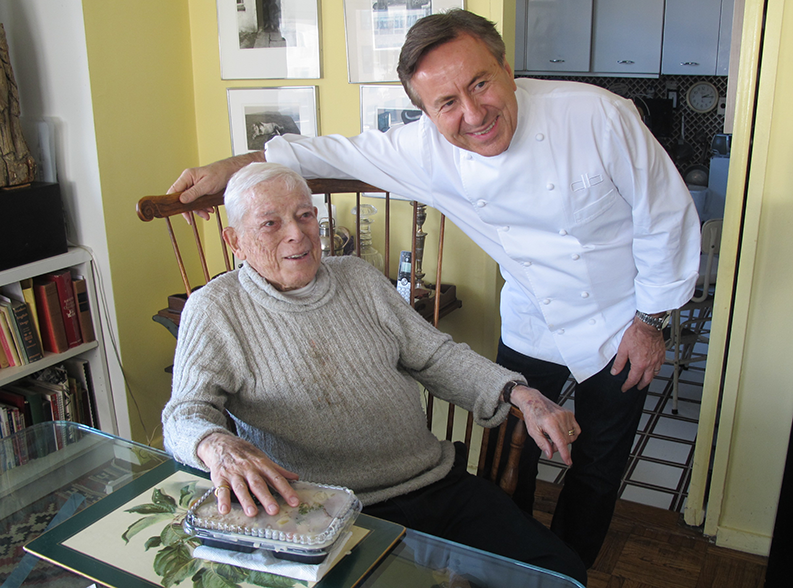 Daniel Boulud on a delivery to a Citymeals on Wheels recipient in New York City. 