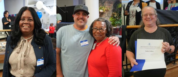 Anne McKenzie, Eric Cooper, posing for a photo with Citymeals' Senior Director of Volunteer Programs, Vivienne O'Neill, and Kathy Dalbey were all awarded for going above and beyond for older New Yorkers.